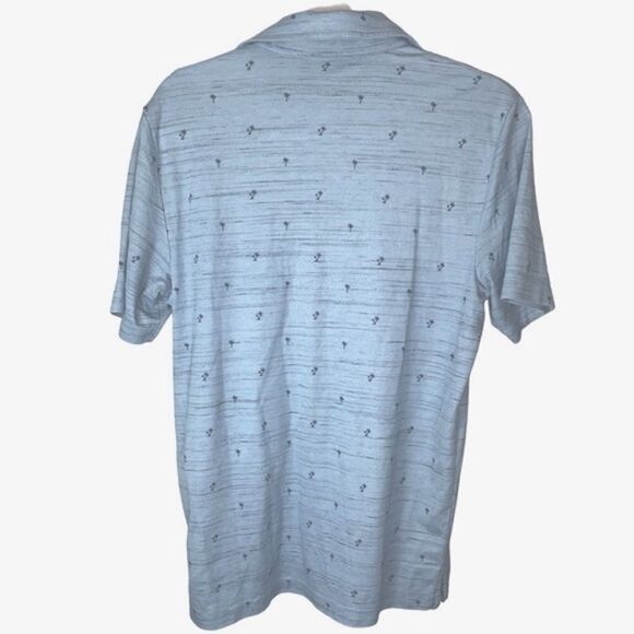Travis Mathew Men Sz Med Blue Palm Tree Design Cotton Pull Over Golf Casual Polo - Picture 3 of 5